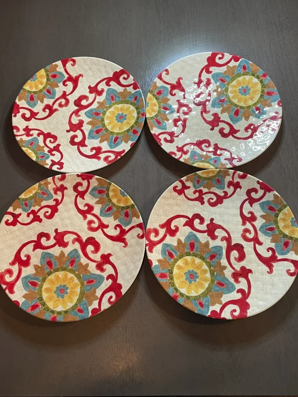 Better Homes & Gardens Melamine Salad Plates Set of 4 Red Floral 11